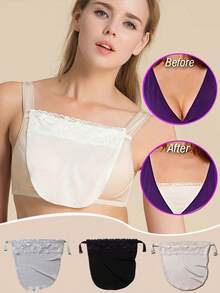 半件套女士蕾丝乳沟遮瑕仿吊带文胸内衣无肩带隐形夹式可调节抹胸