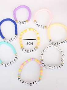 Set de 8 pulseras de amistad de arcilla polimérica morada con diseño musical, pulseras de apoyo al álbum para mujeres