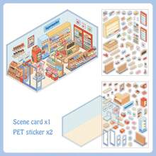 PET2.5D Landscape Sticker Little Corner Series Cartoon Miniature House Children's Fun Collage, School Supplies,Back To School