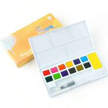 12/18/24/36 Colors Solid Watercolor Pigment Set For Drawing And Painting, Portable,Back To School Essentials,Creative Gift For Thanksgiving, Christmas, Birthday Halloween Decoration Back To School