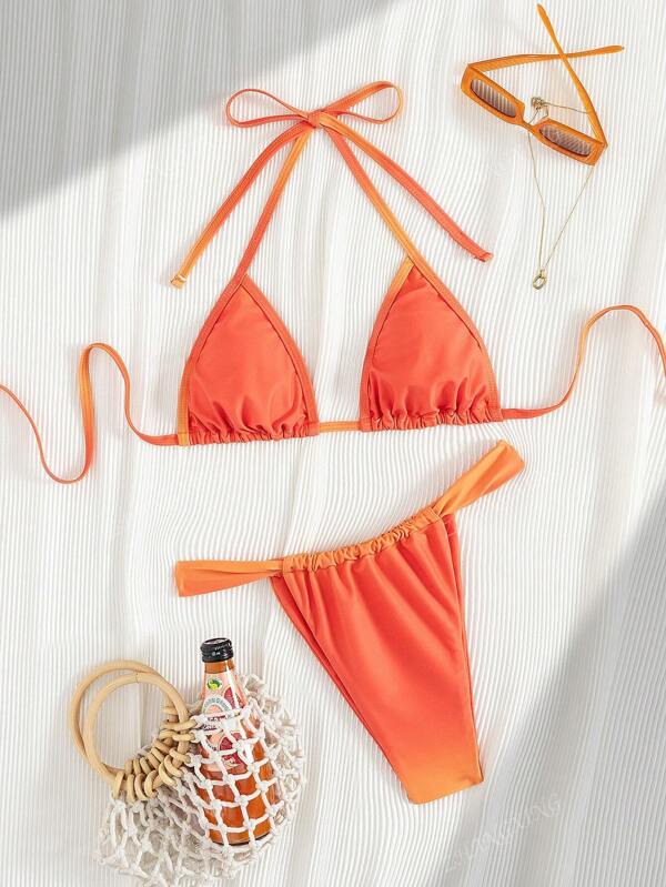 2 piezas Conjunto de Bikini Elegante y Sexy con Espalda Descubierta para Mujer