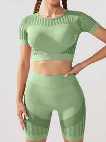 Women Sports Bra And Panty Sets - Green - View 3