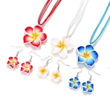 3 pièces/Set de colliers pendentifs et boucles d'oreilles femme fleurs d'été , ensemble de bijoux mode