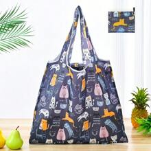1 pezzo Borsa della spesa pieghevole, portatile, alla moda, impermeabile, di grande capacità, adatta per la spesa al supermercato, i viaggi, la conservazione di verdure/frutta/mobili/giocattoli