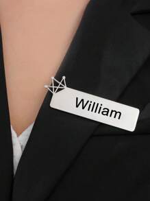 1 Edelstahl Quadratische Namens-Lasergravur Anstecknadel Geschäftsstil einfaches Anzug-Accessoire personalisiertes Urlaubsandenken Geschenk für Vater und Ehemann