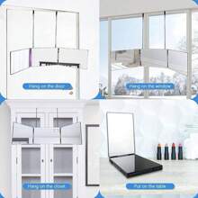 1pc Pro Tri-Fold Haircut Mirror – 3-Way 360° Adjustable, Extendable Wall-Mountable Design | Professional Hair Cutting, Shaving & Makeup Mirror | Portable Foldable 3-Mirror Set For Travel, Bathroom & Bedroom, Space-Saving Height-Adjustable Holder Back To School