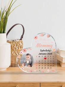 1 Customized Personalized Acrylic Photo With Customizable Text Date Love Ornament, Baby's First Birthday Souvenir, Baby's First Photo Gift, Baby Room Decoration Personalized Acrylic Love Plaque, Bedroom, Living Room, Baby Room Decoration, Ideal Gift For Mother's Day, Thanksgiving/Back To School