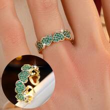 1pc Fashionable Versatile Cubic Zirconia Heart Ring For Women, Suitable For Daily Wear On Index Finger Valentines,Mom,Mother,Mother's Day,Gift - Ring - View 24