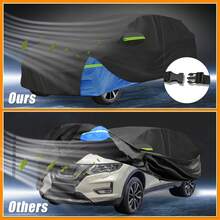 Car Cover Waterproof All Weather 210D, UV Sun Rain Protection, With Left Side Zipper - Black Blue for Nissan X-TRAIL - View 5