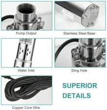 250W Solar Submersible Pump 3-Inch Steel Deep Well Irrigation For Farm/Garden