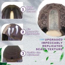 Cosplay Long Pink Wig 28 Inch Middle Part Synthetic Wig Realistic Gifts Party Wigs Women Daily Use Colorful Wigs (Pink) - Ombre Purple - View 3