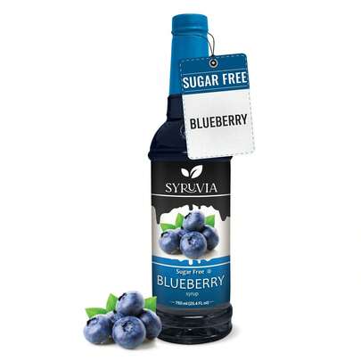 Syruvia Sugar-Free Blueberry Syrup - 25.4 Fl Oz Premium Coffee Flavoring Syrup. 0 Calories, Kosher, And Gluten-Free. Perfect For Drinks, Sodas, Shakes, Desserts, And More.