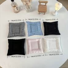 1 件棉质方形可爱格子波尔卡圆点隔热杯垫，高品质餐桌装饰杯垫