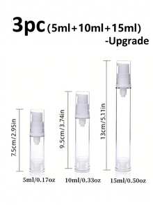 1/2/3/6pcs Airless Pump Bottles, 5ml/10ml/15ml,Empty Refillable Airless Pump Jars, Travel Size Dispenser Vacuum Eye Cream Bottle, Travel Containers For Toiletries,Mini Travel Bottles For Lotion Toiletries Liquid Toner Sample - Multicolor - View 16