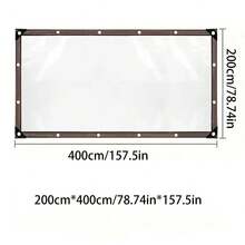 1pc Heavy Duty Transparent Vinyl Tarp - Waterproof & Windproof, With Extra Grommets And Ropes, Suitable For Outdoor Use - Great For Patio, Porch Canopy, Plant Cover And Camping