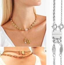 DDG Layering Necklace Clasp,18 K Gold And Silver Separator For Stackable Necklaces Accessories Women/Buckles - 2Pcs 2+3 Silver Clasp - View 4