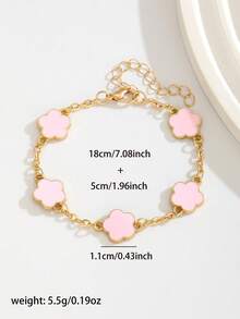 1件优雅时尚金属复古派对幸运五瓣花手链，适合儿童夏季旅行度假日常佩戴，节日生日礼物，返校季礼物 - 彩色 - 查看 5