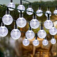 100 LED Solar Crystal Ball String Lights With 8 Lighting Modes - Warm Yellow Glow For Halloween, Christmas, Garden, Yard & Party Decorations, IP44 Solar-Powered Outdoor Decor, 20/50LED Options, Intelligent Light Strip, Perfect For Bar Tent & Camping Setup, Garden Lights Decorative Lights Solar Lights, Lights For Decoration