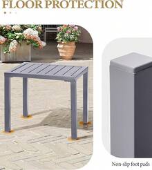 Crestlive Products - Mesa auxiliar rectangular de aluminio, mesa auxiliar para patio, pequeña mesa de centro para exteriores y interiores - Gris Claro - Ver 5