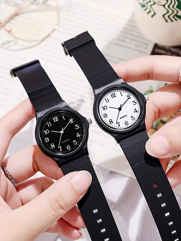 2pcs Couple Watches Multicolor Fashion Watch Resin Strap Quartz Dial Sports Watch Birthday Gifts, Graduation Gifts