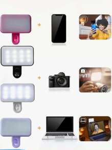 1 pieza Luz de relleno LED para selfie, luz de teléfono LED con 3 modos de iluminación, luz de relleno portátil y de clip mini para maquillaje, transmisión en vivo, conferencia de Zoom, luz de video/fotos recargable para teléfono, cámara, con batería integrada de 150mAh