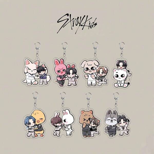 Sanrio 1 pezzo Portachiavi SKZOO, merchandise del gruppo idol coreano SKZ per fan, collezione creativa derivata, regalo per le vacanze per decorare borse, collezione premium, ideale per San Valentino, Natale, Eid Al-Adha
