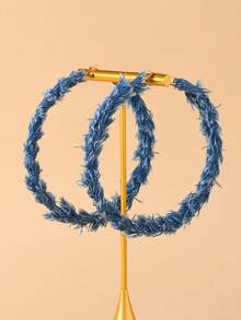 1 Pair Fashionable Casual Western Cowboy C-Shaped Hoop Round Exaggerate Earrings