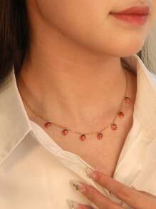 1 pieza Collar de acero inoxidable dorado con forma de escarabajo lindo, accesorio de moda para mujer, estilo bohemio vintage, joya de regalo para fiestas