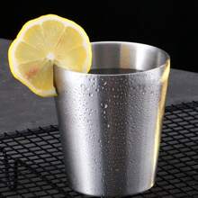 1pc Stainless Steel Double Layer Anti-Scald & Anti-Drop Water Cup, Minimalist Design, Durable And Practical, Multiple Capacity Options, Suitable For Home, Restaurants, Self-Service Cafeterias, Can Be Used As Cold Drink, Water, Milk Tea Or Coffee Cup