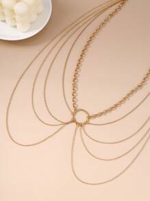 1pc Minimalist Hollow Design Multi-Layer Waist Chain/Body Chain/Belly Chain, Suitable For Women Daily Wear