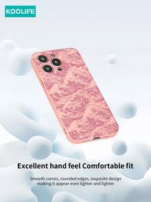 Ocean Koolife 1 Pc Wavy Pattern Embossed Liquid Silicone Soft Phone Case, Anti-Drop Protective Cover With Card Slot Compatible With IPhone Apple 16/16 Pro/16 Plus/16 Pro Max/15 Pro Max/15 Pro/15 Plus/14 Pro Max/13 Pro Max/13 Pro/12 Pro Max/11 - Pink - View 7