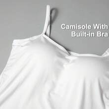 Built-In Shelf Bra Tank Tops For Women Adjustable Spaghetti Strap Camisole Camisas Para Mujer Adjustable Straps Shapewear Tops White - 白色 - 查看 5