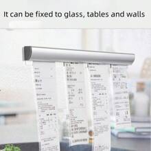 1 PC Non-Perforated Aluminum Alloy Sliding Ticket Holder, Restaurant Order Holder, Kitchen Order Holder, Office File Folder, Memo Storage, Invoice Holder, Wall-Mounted Takeout Receipt Organizing Rack, Suitable For Takeout, Waiter's Bill Holder, Restaurant, Kitchen And Food Truck Bill Holder.