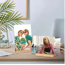 3 piezas Marco de fotos de metal en blanco de 5"x7"/ 6"x8", con base de madera, compatible con impresión por transferencia de calor, personalizable con fotos para regalo del Día de la Madre, decoración de boda, recuerdo familiar - Compatible con prensadora térmica - Marcos de fotos personalizables - Artículos esenciales hechos a mano - Exhibición conmemorativa de fotos - Regalo de decoración premium para el hogar
