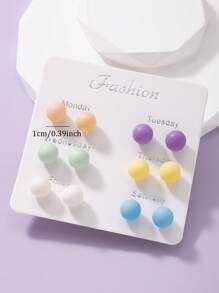 6 paires de boucles d'oreilles à tige en résine multicolores, à la mode, fraîches, mignonnes et élégantes. Convient pour le port casual quotidien, idéal comme coffret cadeau de bijoux pour femmes et filles