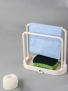 1 Stück grauer Küchenspülen Regal Tablett Organizer Stand, rostfreies Küchentheken-Spülzubehör, für Schwamm, Geschirrtuch, Lappen, Bürste, Scheuerschwamm Aufbewahrungshalter.