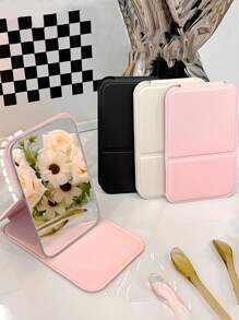 Folding Portable Makeup Mirror, Cosmetic Mirror With Stand, Travel Mirror, Beauty Supplies, Desktop Makeup Mirror,Rectangle Desktop Compact Mirror Folding Small Simple Style Makeup Mirror Travel Portable Cosmetic Touch-Up Mirror For Women Girl Gift - Makeup Mirror Travel Accessories Bag Beach Car Accessories Travel Essentials Travel Must Haves Vacation Summer Holiday Back To School