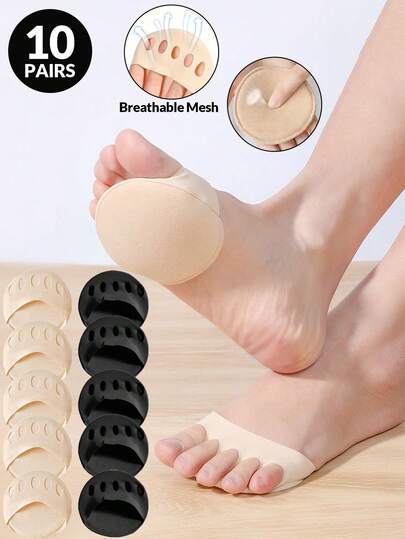 2/3/7/10 pares de almohadillas para la parte delantera del pie de mujer, adecuadas para tacones altos, transpirables y cómodas, medias suelas, cuidado de los pies, almohadillas antideslizantes para los dedos, otoño