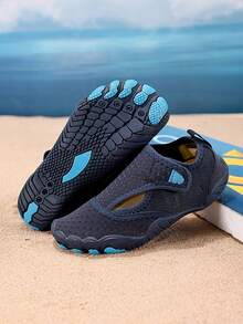 Kids' Colorful Water Shoes, Breathable Fabric Upper, Anti-Slip Soft Sole, Outdoor River Crossing Wading Shoes For Boys & Girls - Blue - View 3