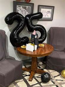40 pulgadas Globos de aluminio jumbo negros con números del 0 al 9, decoraciones de fiesta reutilizables con 1 accesorio de globo gratis, adecuado para cumpleaños, aniversarios, ocasiones especiales, decoración de fiesta, decoración de habitación, accesorio de fotografía