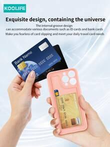 Ocean Koolife 1 Pc Wavy Pattern Embossed Liquid Silicone Soft Phone Case, Anti-Drop Protective Cover With Card Slot Compatible With IPhone Apple 16/16 Pro/16 Plus/16 Pro Max/15 Pro Max/15 Pro/15 Plus/14 Pro Max/13 Pro Max/13 Pro/12 Pro Max/11 - Pink - View 5