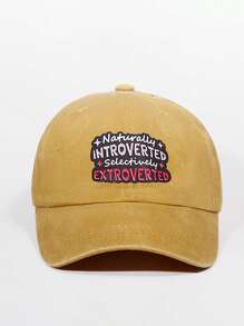 1pc Unisex Introvert Print Baseball Cap, Fashion Casual Soft Top Adjustable Brimmed Hat, Versatile For Outdoor, Commuting, Gift, Suitable For Spring/Summer Travel, Beach Vacation