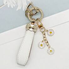 Bowtie & Sakura Duo! 1 Alloy Metal Leather Strap Keychain, Hang Car Keys, Door Keys, Bags – Stylish & Practical!