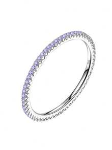 1PC Vintage 925 Sterling Silver Colored Full Diamonds Ring For Women Simple Silver Ring Fine Jewelry Luxury Brand Gift