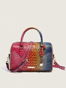 Luxusmarken Tasche 2025 Neue Damenhandtasche mit großer Kapazität, zweifarbiger Krokodil Textur Schultertasche, Nischen Design Reisekissen Umhängetasche, Stil und Muttertasche