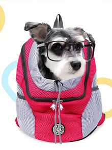 1 Stück Rucksack Hundetransportbox für Welpen und kleine/mittlere Hunde und Katzen, atmungsaktiver und verstellbarer Hundetransportrucksack zum Wandern, Spazierengehen, Reisen, Radfahren und für den Außenbereich