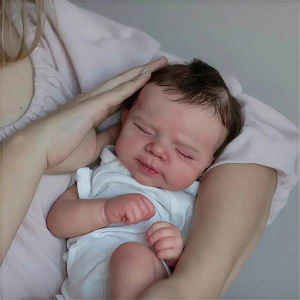 19 Inch/48cm Lifelike Reborn Sleeping Baby Doll, Soft Touch Full Vinyl Girl Doll, 3D Painted Skin And Hand-Painted Visible Veins, Suitable For Children's Birthday/Christmas Gift