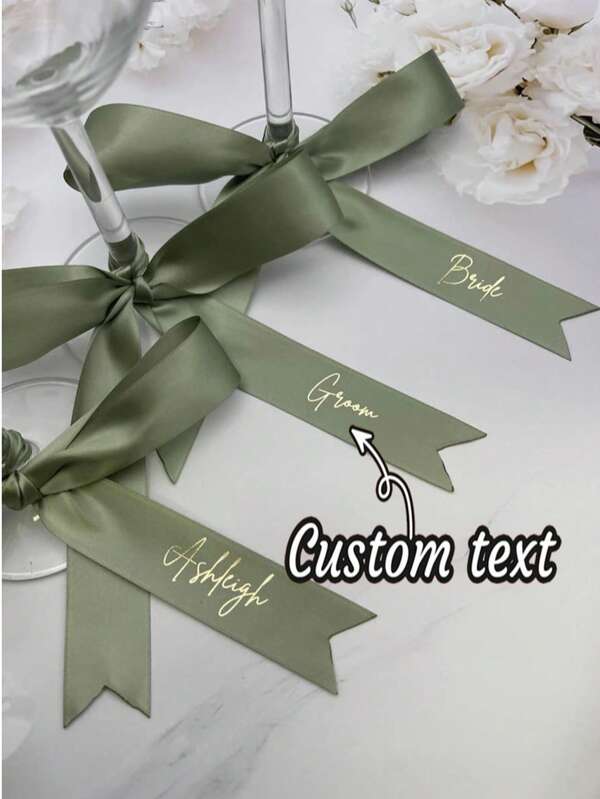 Personalisierte Satinbandschleifen, Namensband, Brautjungferngeschenkbänder, Namenschilder für Hochzeit, Gäste-Platzkarten, JGA-Schilder