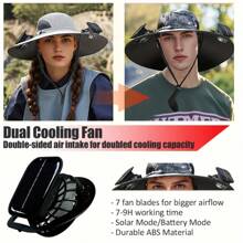 Solar Charging Fan Sunshade Cap With Two Hole Digging And Detachable Fan Devices. A Fishing Hat Suitable For Both Men And Women For Hiking And Mountain Climbing.