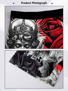 DOKER Conjunto de shorts masculinos inovadores, feito de tecido elástico de fibra de poliéster, com estampa digital, roupa íntima estendida e shorts longos de boxe masculinos para esportes e lazer - Multicolorido - Ver 5